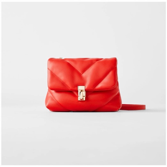 Zara Handbags - Zara Red Quilted Wristlet with Gold Chain